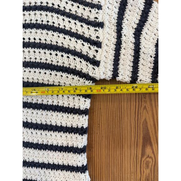 Madewell Austen Open Knit White Navy Striped Sweater Medium - Picture 5 of 6